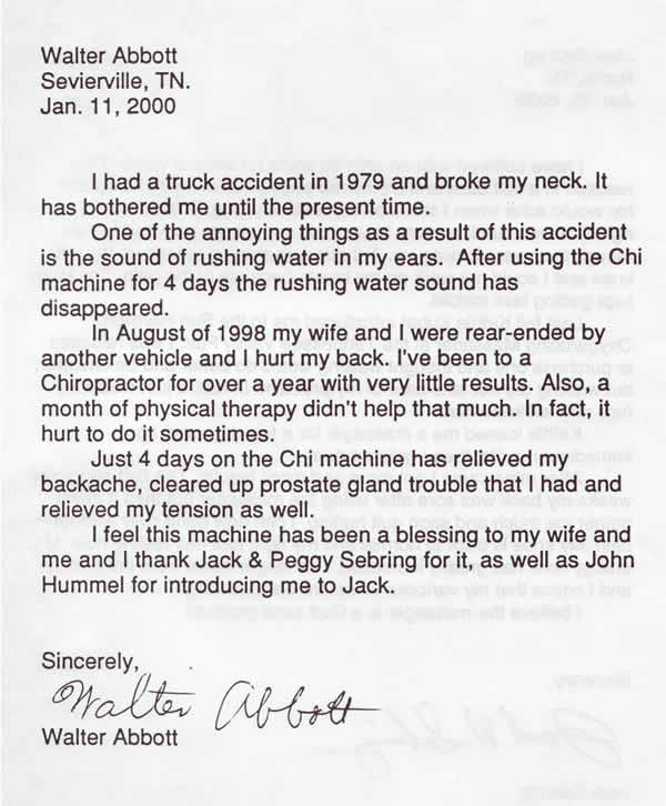 Walter Abbot Testimonial